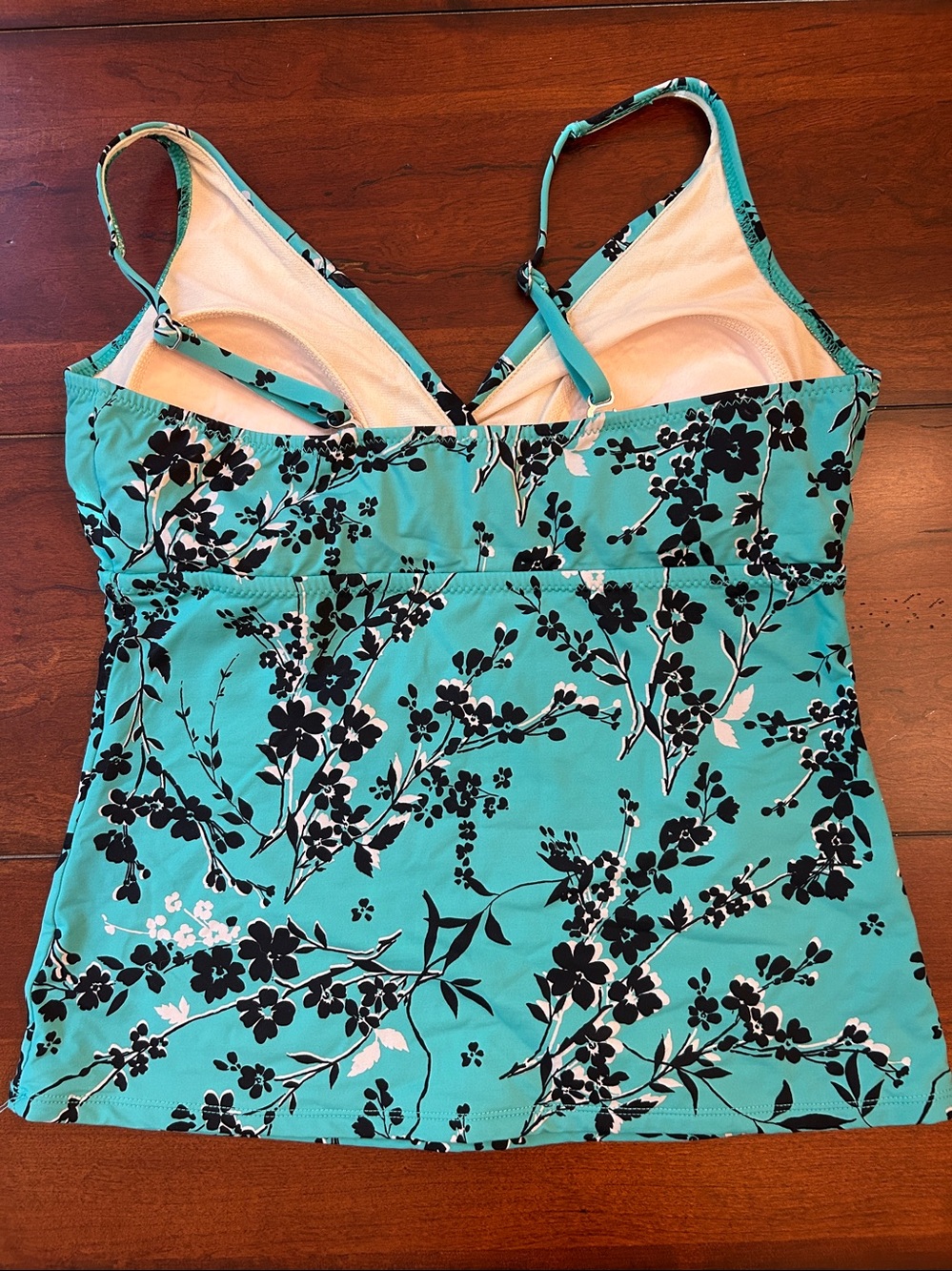 Garnet Hill Women’s Floral Tankini Set in Aqua Swim Top & Skirt size 10 - Picture 5 of 16